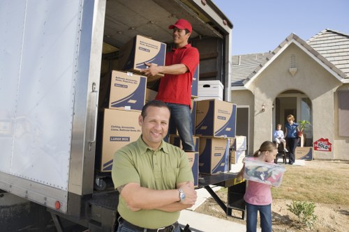 Moving day essentials and household boxes ready for a Hampton home move