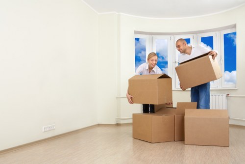 Local movers handling boxes and household items for a Hampton relocation