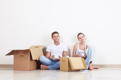 Organised student relocation in Hampton with labelled boxes and furniture