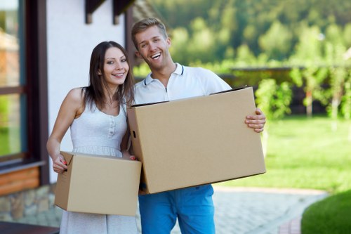 Local moving team handling access challenges at a Hampton home