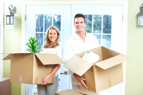 Professional man and van service preparing a safe move